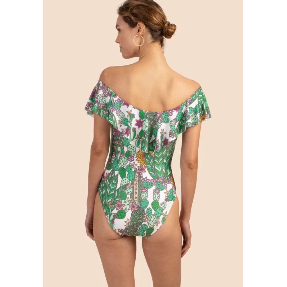 Trina Turk Cacti Off The Shoulder Ruffle One Piece size 8 - Picture 2 of 6